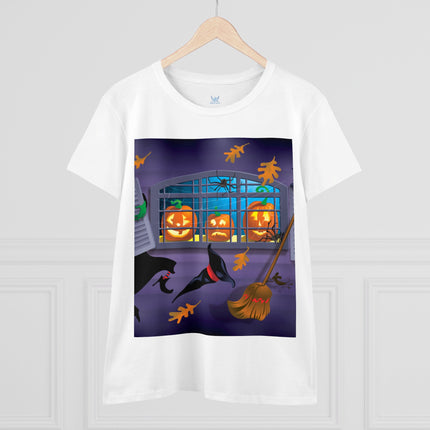 Whimsical Halloween Mischief Women's Midweight Cotton Tee