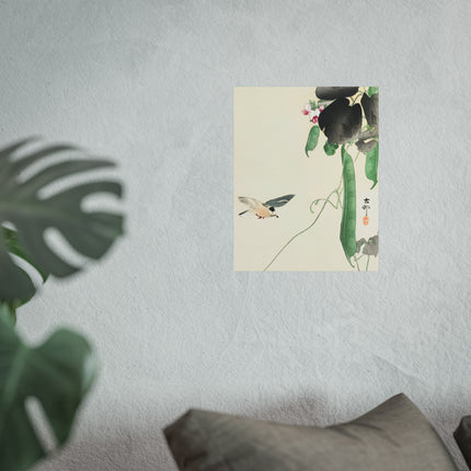 Bird at Flowering Bean Plant by Ohara Koson Fine Art Posters