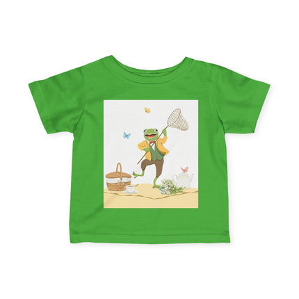 🐸🦋 The Little Butterfly Chasing Frog Infant Fine Jersey Tee – Whimsical Woodland Charm