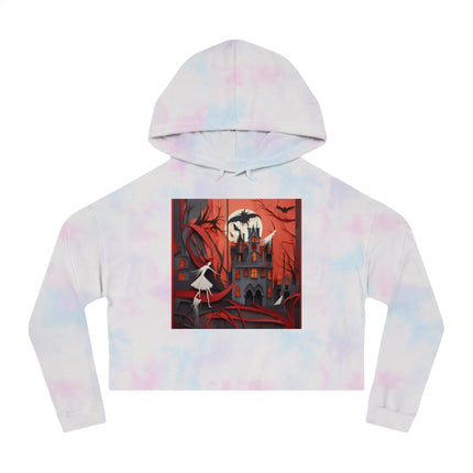 Halloween Night Scene Women’s Cropped Hooded Sweatshirt