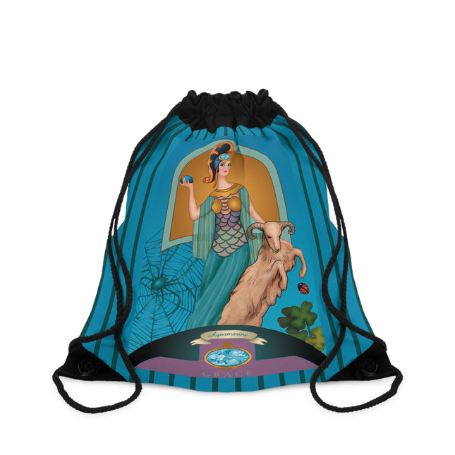March & Aquamarine Zodiac Drawstring Bag