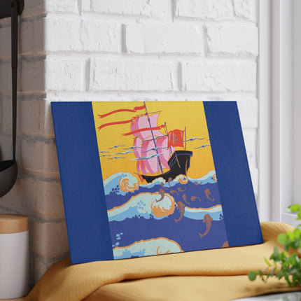 Golden Seas and Whimsical Dreams Glass Cutting Board