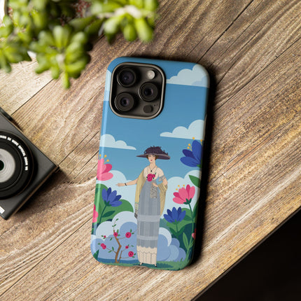 🌸🎩 The Lady Of The Grand Flower Garden Phone Case – Art Deco Fashion Illustration