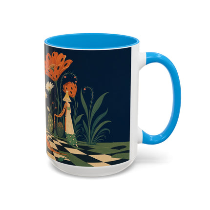 🌼🧡 The Midnight Floral Masquerade Colorful Mug – Art Deco Fashion Fantasy