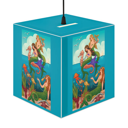 Three Mermaids with Strings of Pearls by Carlo Chiostri Light Cube Lamp