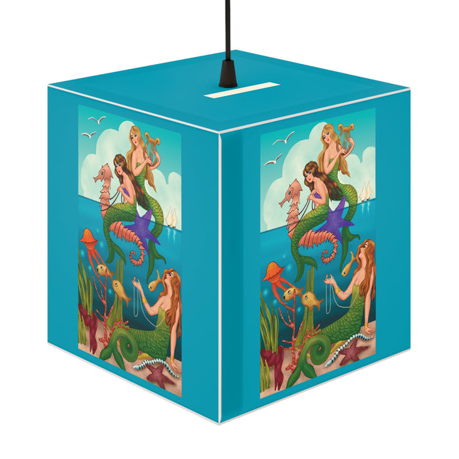 Three Mermaids with Strings of Pearls by Carlo Chiostri Light Cube Lamp