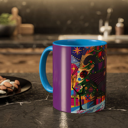 🎄✨ Christmas Among The Twinkling Trees Colorful Mug – Art Deco Holiday Fantasy