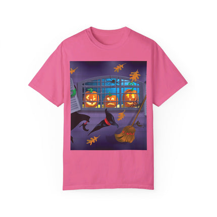 Whimsical Halloween Mischief Unisex Garment-Dyed T-shirt