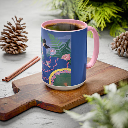 The Lady Of The Garden Stroll Colorful Mugs – Art Deco Botanical Elegance