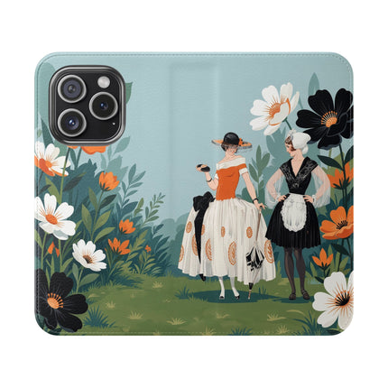 🌼🖤 The Ladies Of The Garden Promenade Flip Case – Art Deco Floral Fashion