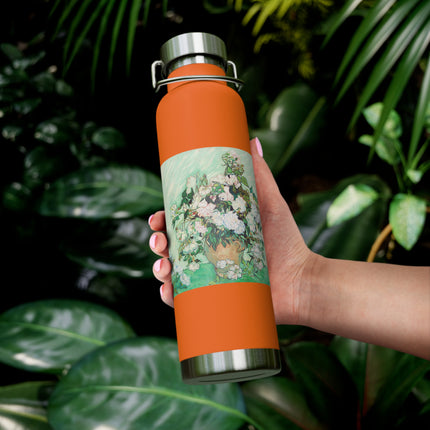 Roses by Vincent Van Gogh Copper Vacuum Insulated Bottle, 22oz
