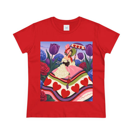 ❤️☂️ The Heart Parasol Promenade Cotton Tee – Art Deco Floral Romance