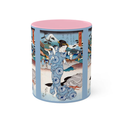Japanese woman woodblock print by Keisai Eisen Colorful Mugs, 11oz