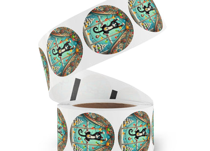 Mischief in Tinselland Round Sticker Label Rolls