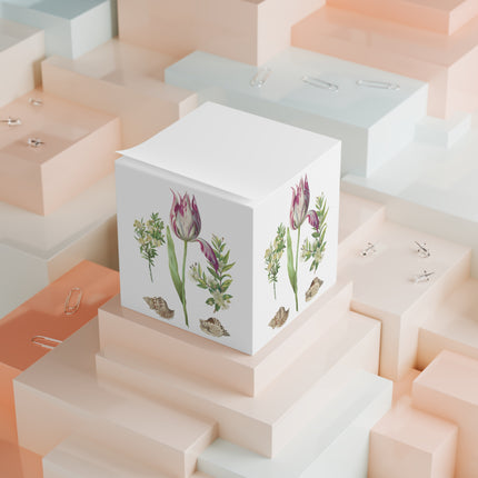 Tulip, Branches of Myrtle, and Shells by Maria Sibylla Merian Note Cube