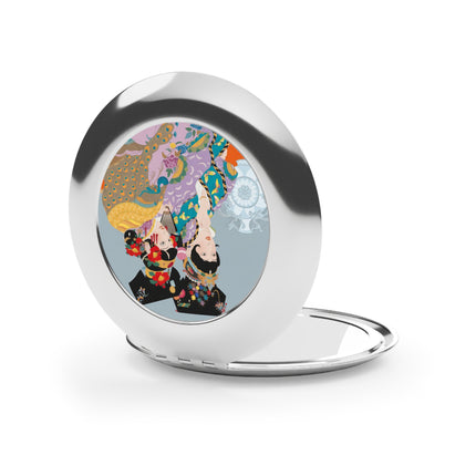 Two Geishas in Peacock Kimonos Compact Mirror – Timeless Elegance & Sisterly Grace