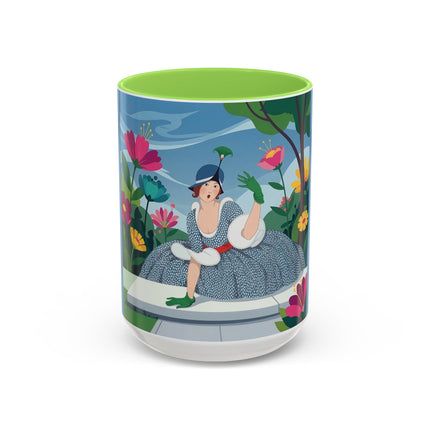 The Lady Of The Secret Garden Colorful Mugs – Art Deco Botanical Elegance