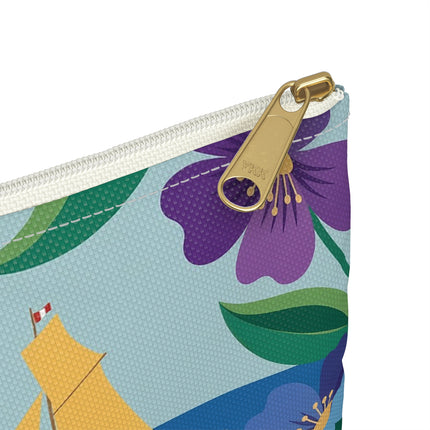 🌊🔭 The Lady Of The Seaside Lookout Accessory Pouch – Art Deco Nautical Adventure