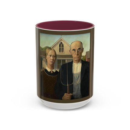 American Gothic by Grant Wood Colorful Mugs (11oz, 15oz)