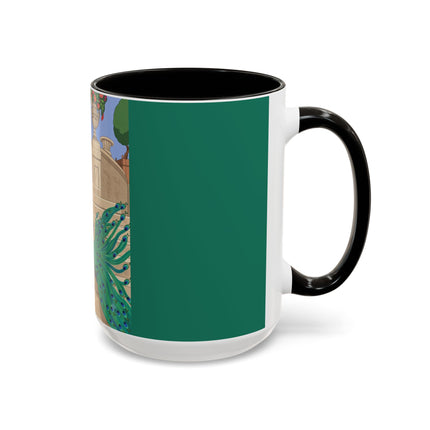 The Peacock's Admiration Colorful Mug (11oz, 15oz) – Rococo Elegance, Peacock Beauty & Garden Charm