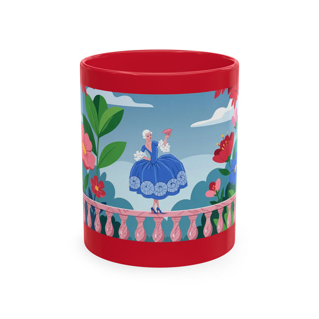 🌺🪭 The Lady Of The Flower Garden Terrace Ceramic Mug – Art Deco Floral Elegance