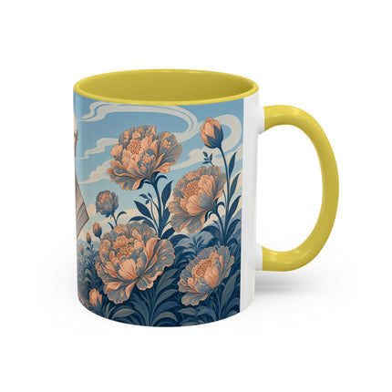 ☔🌸 The Grand Floral Journey Colorful Mug – Art Deco Travel Elegance