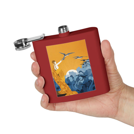 Falcon Mistress Stainless Steel Flask – Art Deco Majesty & Mythic Freedom