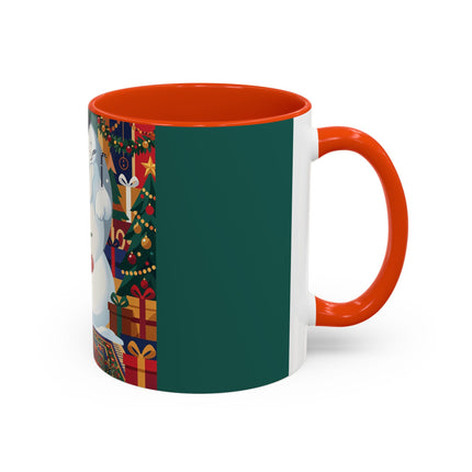 ☃️🎄 The Snowman's Christmas Companion Colorful Mug – Art Deco Holiday Fantasy