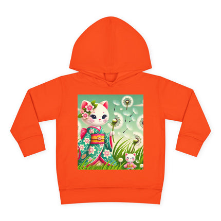 Geisha Kitten and the Dandelion Wish Toddler Pullover Fleece Hoodie
