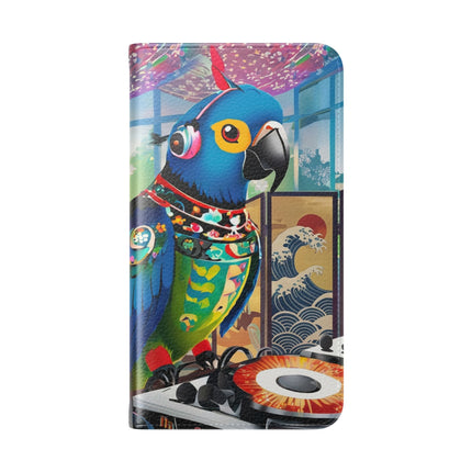 🎧🦜 Parrot DJ Flip Case – Neon Beats & Cyber Groove