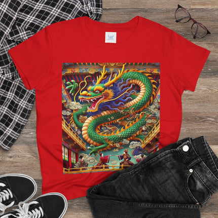 Tibetan Dragon Over Kabuki Duel Cotton Tee