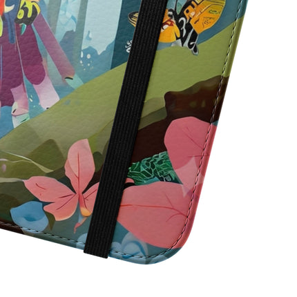 🦖🦋 Colorful Raptor Flip Case – Butterfly Wonder & Forest Adventure