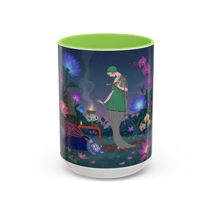 Moonlit Incense Ceremony Colorful Mugs – Art Deco Meditation Garden
