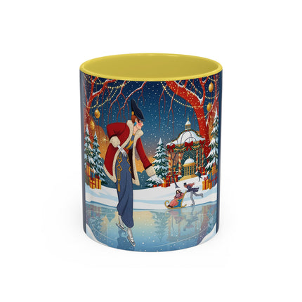 ⛸️🎄 The Christmas Skating Pavilion Colorful Mug – Art Deco Holiday Fantasy