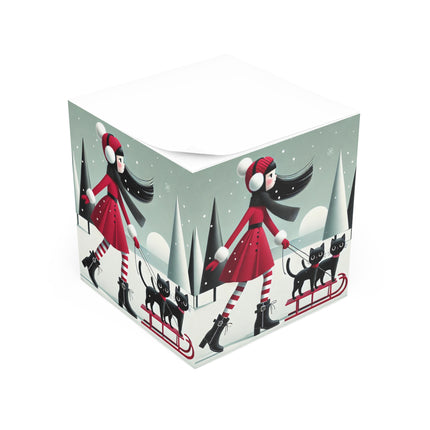 Red Sled & Curious Cats Note Cube