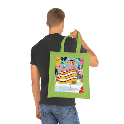 🎄🌸 The Christmas Blossom Belle Cotton Tote Bag – Art Deco Holiday Whimsy