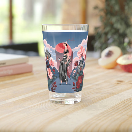 🌸🖤 The Striped Orchid Promenade Pint Glass – Art Deco Floral Fashion