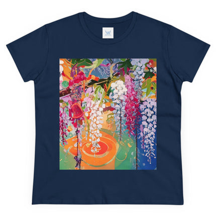 Women's Golden Wisteria Print Midweight Cotton Tee