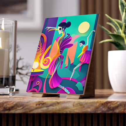 Dance of the Skeleton Ballerinas Ceramic Tile
