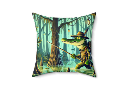 Swamp Stalker Spun Polyester Square Pillow