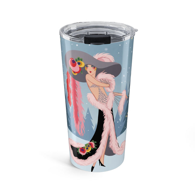🌹❄️ The Lady Of The Winter Rose Promenade Tumbler – Art Deco Christmas Elegance