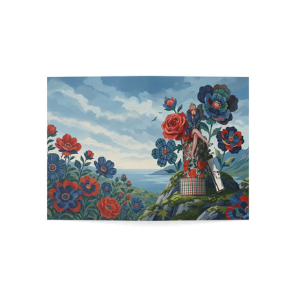 🏌️‍♀️🌹 The Lady Of The Highland Links Greeting Card – Art Deco Golf & Floral Fashion