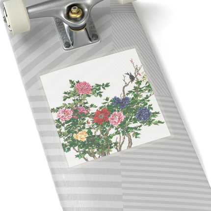 Peonies and Birds by Okamoto Shuki Kiss-Cut Stickers (4 Sizes)