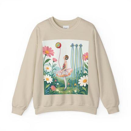 🌼🎈 The Garden Balloon Dancer Crewneck Sweatshirt – Art Deco Floral Whimsy