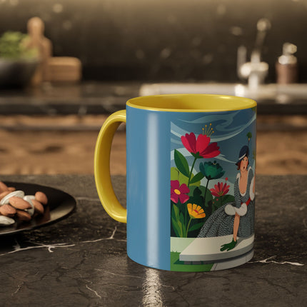 The Lady Of The Secret Garden Colorful Mugs – Art Deco Botanical Elegance
