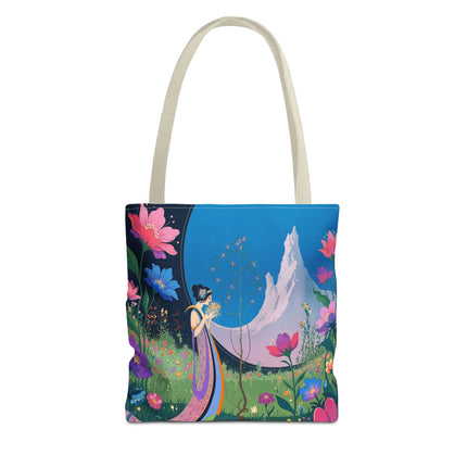 🌸🏔️ The Lady Of The Mountain Garden Tote Bag – Art Deco Floral Fantasy
