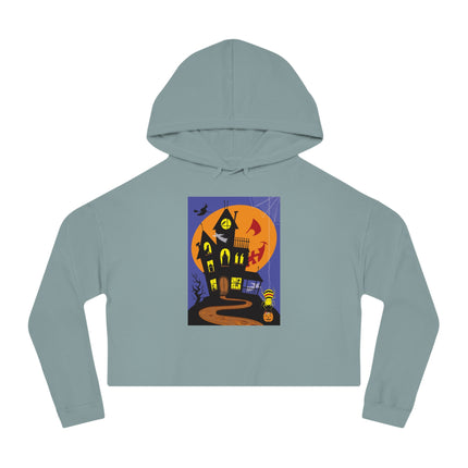 Halloween Night at the Haunted House Women’s Cropped Hooded Sweatshirt