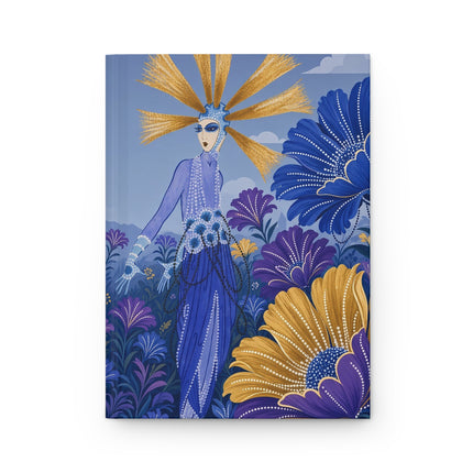 🌞💜 The Lady Of The Golden Sunflower Garden Hardcover Journal – Art Deco Floral Fantasy