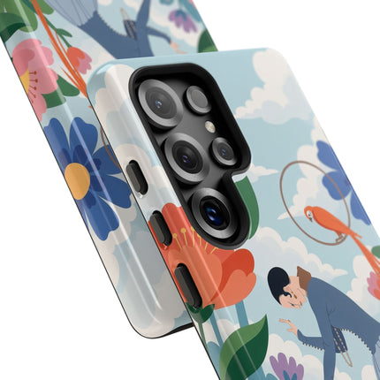 🦜🌺 The Lady Of The Garden Aviary Phone Case – Art Deco Floral Whimsy