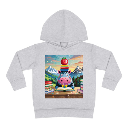Hippos Hit the Books Toddler Pullover Fleece Hoodie